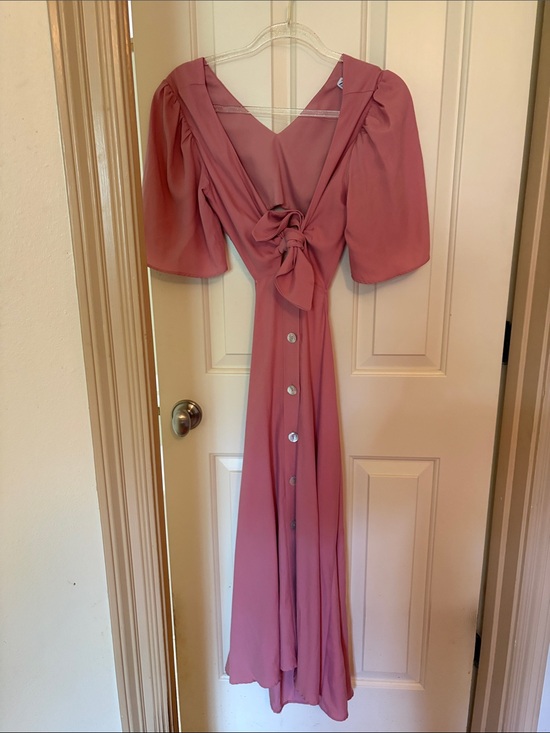 Zara Dresses & Skirts - Women's Dusty Rose Tie-Front Button Midi Dress